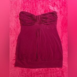 Y2K Jacob Burgundy Strapless Ruched Tube Top